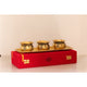Pure Brass 3 Bowls with Neck Tie Design and 1 trey in Red Gift Box